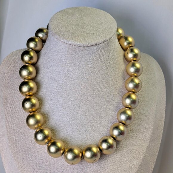 3 for $30 Vintage gold spattered bubblegum choker bead necklace - Picture 1 of 10